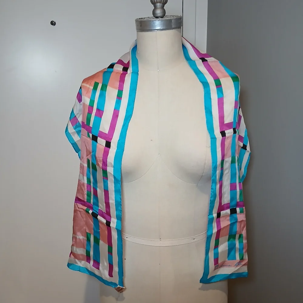 Vintage Anne Klein Multicolor Silk Scarf
